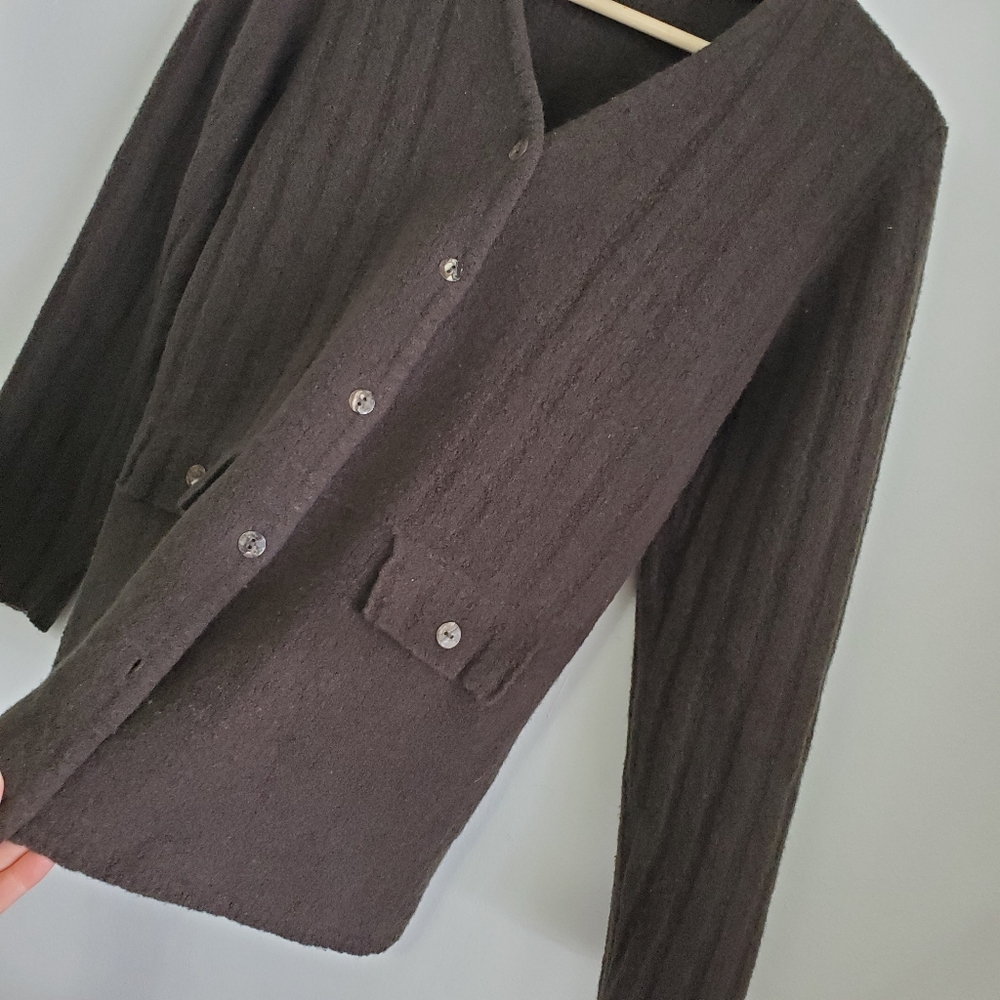 Vintage Small Sweater Tristan And Iseut Wool Cardigan Forest Green V-neck Button - Picture 6 of 16